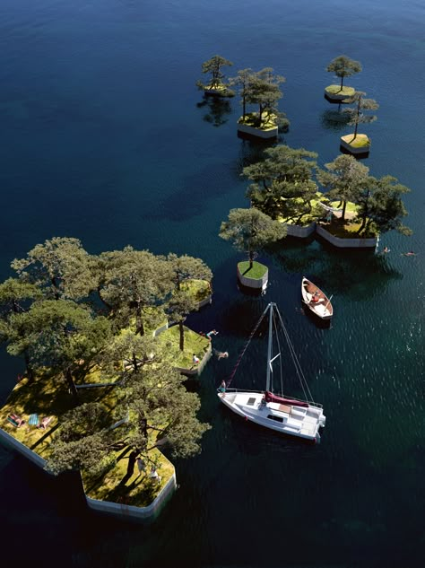 Floating Architecture, Floating Islands, Artificial Island, Floating Garden, Wooden Boat Building, Floating Island, Photography Exhibition, Toy Art, Public Park