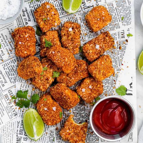 Panko Crusted Tofu Air Fryer, Extra Firm Tofu Recipes Air Fryer, Crispy Tofu Recipes Air Fryer, Tofu Nuggets Air Fryer, Crispy Tofu Air Fryer, Air Fryer Tofu Crispy, Air Fry Tofu, Firm Tofu Recipes, Mushroom Dip