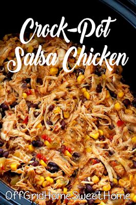 Off-Grid Home Sweet Home: Crock-Pot Salsa Chicken... Crock Pot Salsa Chicken, Crock Pot Salsa, Crockpot Chicken Dinners, Summer Crockpot Recipes, Chicken Crockpot Recipes Easy, Easy Crockpot Chicken, Chicken Crockpot, Salsa Chicken, Starbucks Pumpkin