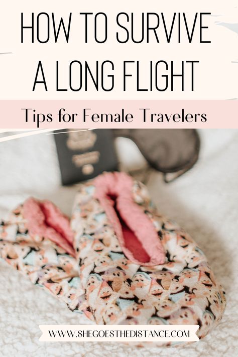 Long-haul flights in Economy are a real pain - but they are necessary for budget travelers to cross off their travel bucket list destinations! You too can survive a long flight in Economy by using these essential airplane tips - from what to bring, what to wear, and more. Don't leave for your trip without going over the best travel tips for long-haul flights! Tips for Female Travelers | Long Flight Tips | Best Travel Tips | Airplane Travel Tips 9 Hour Flight Essentials, What To Bring On International Flight, Long Flight Tips Travel Hacks, Tips For Long Haul Flights, Personal Bag For Flight, Long Flights Essentials, What To Bring On A Long Flight, Airplane Comfort Hacks, What To Wear On A Long Haul Flight