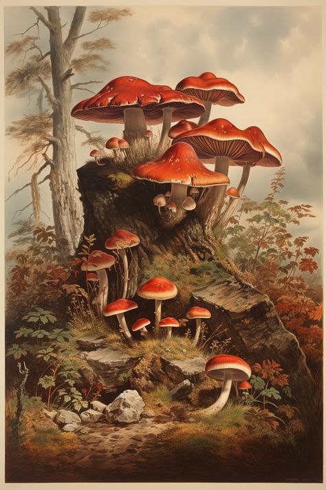 Vintage Mushroom Art, Fungi Illustration, Mushroom Clipart, Fungi Art, Mushroom Images, Mushroom Pictures, The Graphics Fairy, Mushroom Fairy, Graphics Fairy