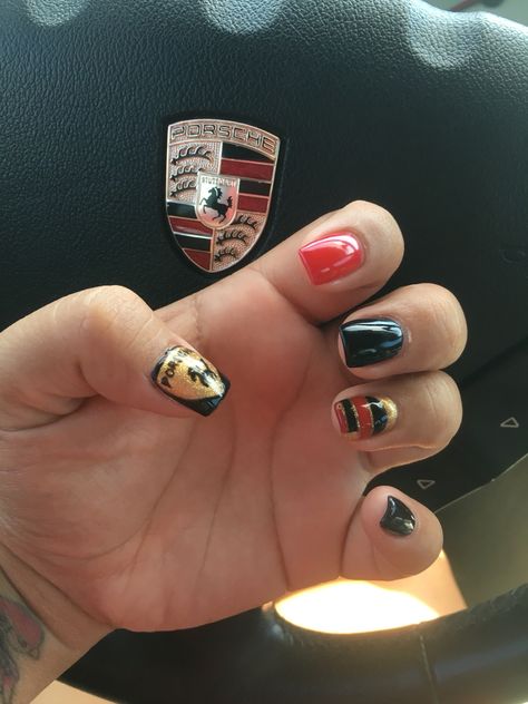 Porsche Themes Nails Car Nails Designs, Car Nails, Racing Nails, Construction Nails, Pink Porsche, Search Pins, Red Color Schemes, Nail Pictures, Pink Collection