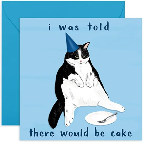 Cat Lady Birthday, Fun Birthday Cards, Cat Birthday Cards Funny, Cards For Mom, Happy Birthday Drawings, Happy Birthday Cat, Funny Postcards, Birthday Card For Her, Cat Birthday Card