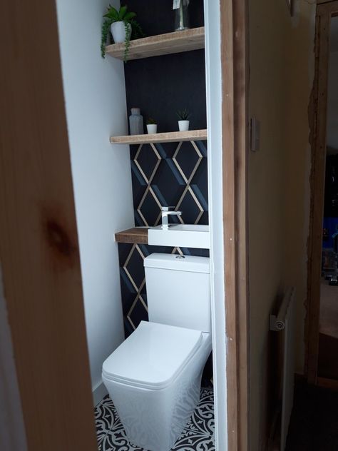 Toilet And Sink Combo, Sink Over Toilet Small Spaces, Toilet Sink Combo Small Spaces, Garage Toilet Ideas, Tiny Understairs Toilet, Sink Behind Toilet, Sink Over Toilet, Sink Above Toilet, Toilet With Sink On Top Small Spaces