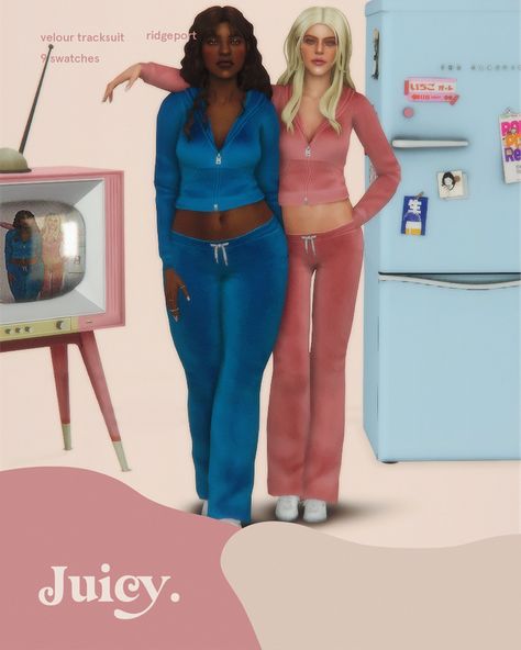 Sims Fashion, Cc Clothing, Juicy Tracksuit, Cc Folder, Juicy Couture Tracksuit, Sims 4 Mm Cc, Sims 4 Body Mods, Sims 4 Expansions, Tumblr Sims 4