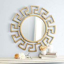 Greek Key Mirror Artistic Mirror, Greek Bedroom, Entryway Porch, Greek Decor, Big Wall Art, Bedroom Accent, Unique Mirrors, Wall Accent, Curved Walls