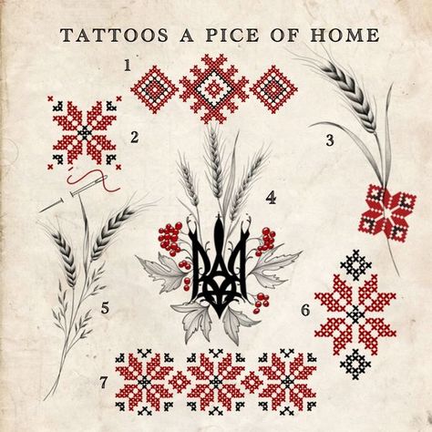 Ukrainian Folklore Art, Ukrainian Cross Stitch Tattoo, Ukrainian Tryzub Tattoo, Ukrainian Tattoo Ideas Symbols, Vyshyvanka Tattoo, Ukrainian Tattoo Ideas, Latvian Tattoo, Artful Tattoos, Traditional Ukrainian Tattoo