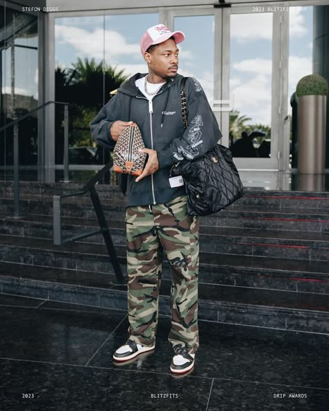 Stefon Diggs Style, Stephon Diggs Outfits, Stefon Diggs Outfit, Stephon Diggs Fashion, Camo Pants Outfit Men Streetwear, Stefon Diggs Fashion, Camo Outfit Men, Camo Pants Outfit Men, Stephon Diggs