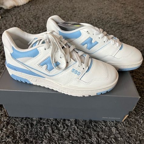 BRAND NEW NEW BALANCE 550 light blue 7.5 Light Blue Shoes, Balance 550, Aesthetic Light, Balance Shoes, Style Change, New Balance Shoes, New New, Blue Shoes, Blue Orange