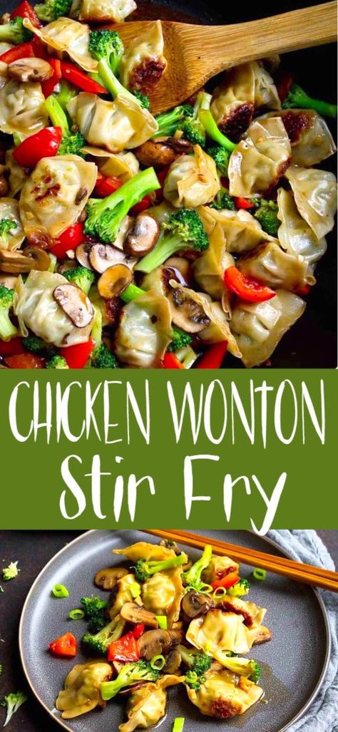 Wonton Stir Fry, Homemade Stir Fry Sauce, Homemade Stir Fry, Minute Chicken, Chicken Wontons, Won Ton, Healthy Stir Fry, Wonton Recipes, Quick Easy Recipes