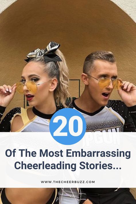 Yikes... Read about some of the most embarrasing things that have happened to cheerleaders around the world! https://www.thecheerbuzz.com/20-of-your-most-embarrassing%e2%80%8b-cheerleading-stories/ Only Cheerleaders Will Understand, Cheers Meme, White Nike Pros, College Guys, Wear Red Lipstick, Competitive Cheer, Worst Day, Cheer Team, Just Run