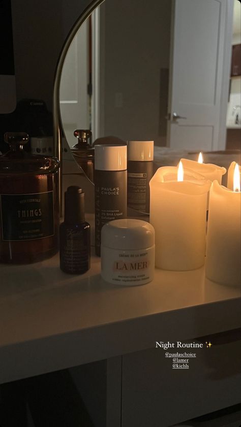 instagram | _perle.ny Skincare Aesthetic Night, Night Skin Care Routine Aesthetic, Night Time Routine Aesthetic, 2025 Rebrand, Girly Pop, Candle Night, Night Skin Care Routine, Aesthetic Women, Night Routine