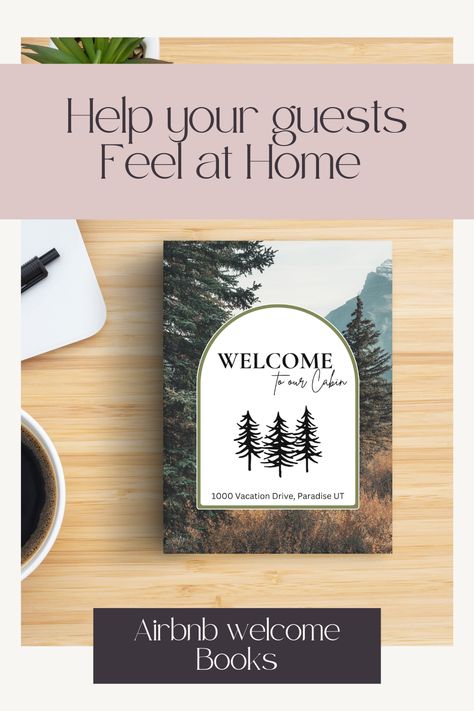 This airbnb welcome book template is perfect for your cabin or mountain/forest themed airbnb or vacation rental. Your airbnb welcome book is easy to edit using the Canva template provided. A vacation rental guest book is an essential guide to all that your Airbnb or Rental home has to offer. Themed Airbnb, Host Tips, Airbnb Welcome Book Template, Airbnb Welcome Book, Airbnb Rentals, Mountain Forest, Airbnb Host, Book Template, Cabin Rentals