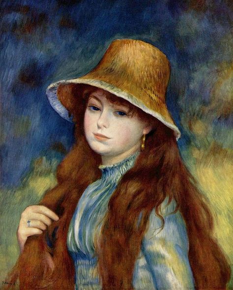 Auguste Renoir — Jeune fille au chapeau August Renoir, Renoir Art, Renoir Paintings, Auguste Renoir, Pierre Auguste, Paul Cezanne, Paul Gauguin, Pierre Auguste Renoir, Edgar Degas