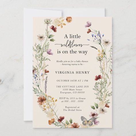 Boho Wildflower Baby Shower Invitation Bridal Luncheon Invitations, Fall In Love Bridal Shower, Floral Birthday Invitations, Boho Wildflower, Wildflower Wedding Invitations, Wildflower Baby Shower, Bridal Brunch Invitations, Boho Baby Shower Invitations, Bridal Luncheon