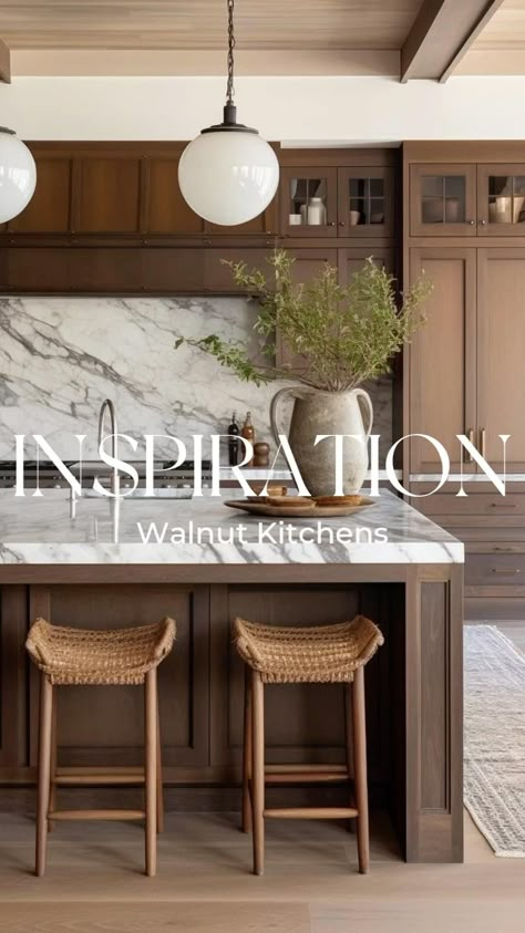 Nest & Needle Interiors | We’ve been noticing a shift and we are pretty excited!!! Have you noticed??? WALNUT KITCHENS are back in a real way!! Of course white oak… | Instagram Walnut Cabinets Kitchen, Walnut Kitchen Cabinets, Floor To Ceiling Cabinets, Lake House Kitchen, Butcher Block Kitchen, Walnut Kitchen, The World Of Interiors, Oak Kitchen Cabinets, Walnut Cabinets