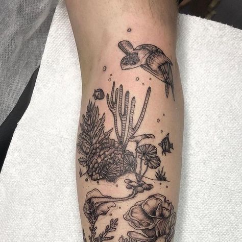 Anemone Tattoo, Aquatic Tattoo, Coral Tattoo, Underwater Tattoo, Blue Flower Tattoos, Back Of Arm Tattoo, Ocean Tattoos, Plant Tattoo, Constellation Tattoos