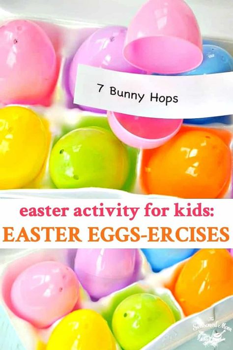 Looking for a fun Easter Activity for Kids? These Easter Eggs-ercises are a great way to celebrate the holiday while getting your little ones up and moving! Easter Egg Activities, Easter Games For Kids, Easter Eggs Kids, Easter Week, Easter Activity, Easter Preschool, Easter Activities For Kids, Easter Games, Daycare Activities