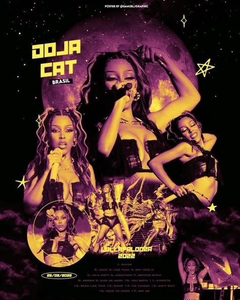 Doja Cat Poster, Y2k Posters, Music Poster Ideas, Vintage Music Posters, Fav Artist, Music Poster Design, Vintage Poster Design, Cat Icon, Cat Graphic