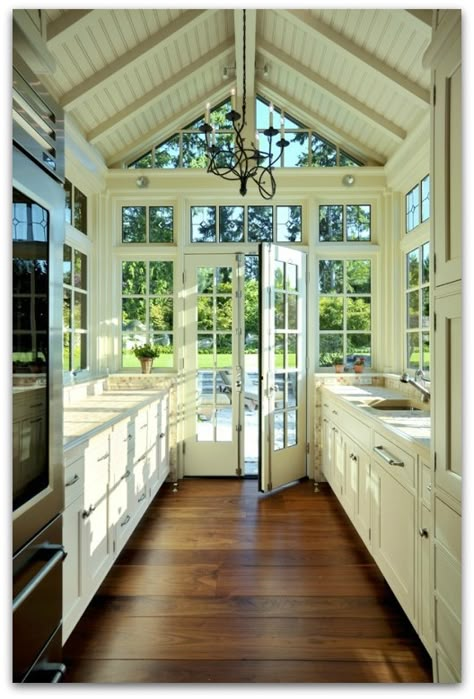 Kitchen Galley, Four Seasons Room, Above Cabinets, Galley Kitchens, Lots Of Windows, Interior Minimalista, Tiny House Kitchen, Cabinets And Countertops, Design Blogs