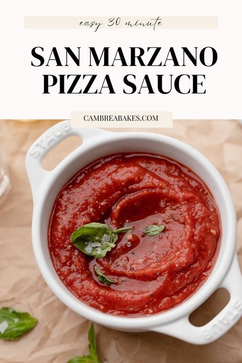 This homemade San Marzano pizza sauce is the best and will make any pizza taste restaurant-worthy in 30 minutes with just 5 ingredients. Use this fresh sauce as the base for your favorite pizza or as a dip for warm focaccia to elevate your next Italian night! San Marzano Pizza Sauce, Italian Night, Vegetarian Italian, Diy Pizza, Marinade Sauce, Pizza Sauce, Italian Seasoning, Vegan Gluten Free, Vegan Vegetarian