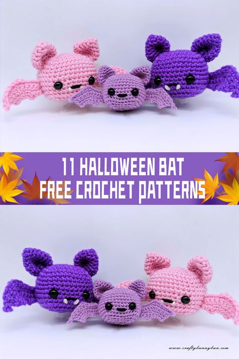 Get into the spooky spirit with these 11 FREE crochet patterns for Halloween bats! 🦇 #HalloweenCrochet #DIY Hollowed Crochet, Crochet Bat Pattern, Bat Crochet, Cup Cozy Crochet Pattern, Crochet Bat, Owl Crochet Patterns, Puppet Patterns, Cozy Crochet Patterns, Bat Pattern