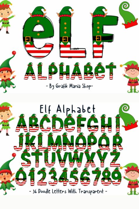 Merry Christmas Letters Free Printables, Christmas Alphabet Letters Printable, Elf Alphabet, Elf Font, Merry Christmas Banner Printable, Christmas Alphabet Letters, Christmas Banner Printable, Christmas Fonts Alphabet, Typography Christmas