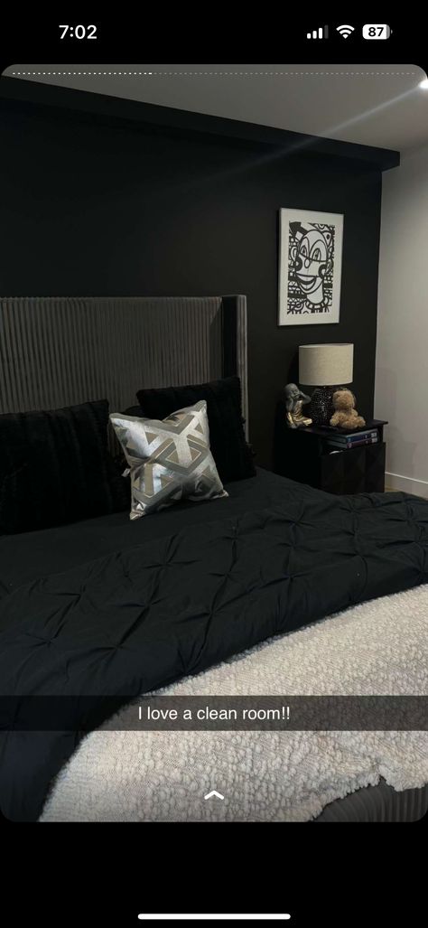 Black Painted Walls Bedroom, Black Painted Walls, Painted Walls, Dream Room, Black Paint, Bedroom Wall, Wall Painting, Bedroom, Wall