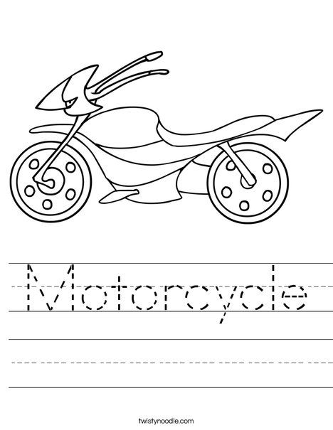 Motorcycle Worksheet - Twisty Noodle Motorbike Activities For Preschool, Bike Craft, Transportation Worksheet, Stem Activities Preschool, Kfc Recipe, Transportation Preschool, Twisty Noodle, Toddler Worksheets, Sorting Games