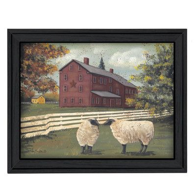 Country Prints, Sheep Wall Art, Primitive Painting, Arte Folk, Sheep Art, Black Framed Art, Primitive Folk Art, American Folk Art, Folk Art Painting