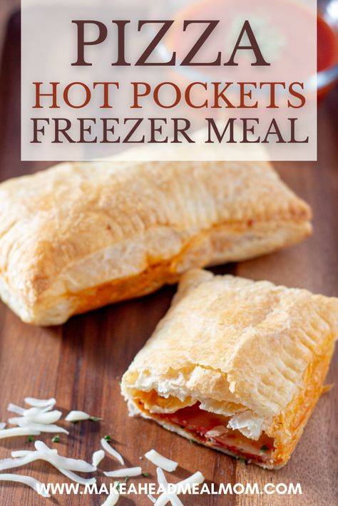 Pizza Hot Pockets, Freezer Lunches, Homemade Pizza Pockets, Puff Pastry Pizza, Pizza Hot, Best Freezer Meals, Freezer Dinners, Freezer Friendly Meals, Freezable Meals