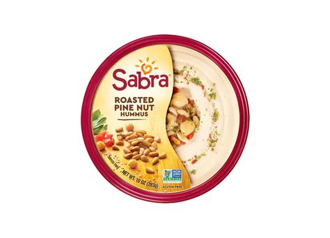 25 Healthy Protein Snacks That Actually Taste Good - PureWow Inside Fridge, Hummus Brands, Cracker Spreads, Wine Dishes, Sabra Hummus, Dorm Fridge, Gluten Free Brands, Roasted Red Pepper Hummus, Hummus Dip