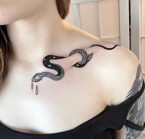 pitbulls & tattoos on Tumblr Abdomen Tattoo, Snake Tattoo Design, Chest Tattoos For Women, Chest Piece Tattoos, Medusa Tattoo, Collar Bone Tattoo, Collar Bone, Snake Tattoo, Dope Tattoos