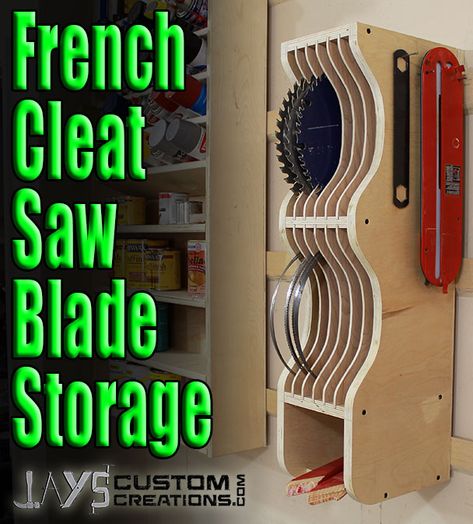 12 Brilliant Tool Organization Ideas - Her Tool Belt Saw Blade Storage, French Cleat Storage, Woodworking Shop Plans, Woodworking Shop Layout, Woodworking Storage, Woodworking Clamps, French Cleat, Diy Garage Storage, Workshop Organization