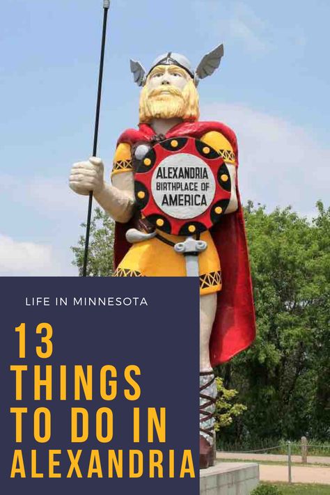 There's truly no place that captures the spirit of Minnesota more than Alexandria. Great natural landscapes, rich viking history, and plenty of craft breweries and great restaurants to visit in the evenings. We've rounded up 13 excellent things to do in Alexandria MN to help you plan a day trip or weekend getaway. Minnesota Hiking, Vikings Statue, Alexandria Minnesota, Minnesota Life, Mn Wedding Venues, Plan A Day, Ideal Family, 2024 Travel, Minnesota Travel