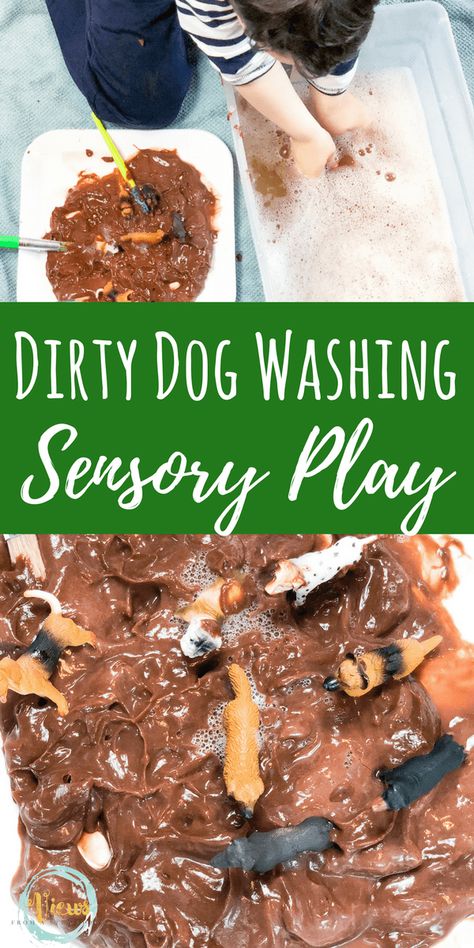 Chocolate pudding for edible sensory play with this dirty dog bin! Perfect for sensory play for 1 year olds and 2 year olds. #sensoryplay #kidsactivites #dogsandkids Harry The Dirty Dog, Edible Sensory Play, Edible Sensory, Pet Study, Playgroup Activities, Pet Activities, Book Club For Kids, Sensory Table Ideas, Sensory Play Activities