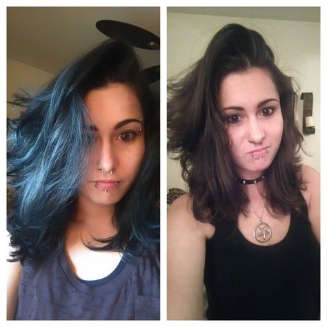 This post and those comments! Very interesting...  Dyed my virgin brown hair with manic panic after midnight and I love it!!! It looks black until the light hits it :) : FancyFollicles Virgin Brown Hair, Hair Color Grey Silver, Manic Panic Hair Dye, Manic Panic Hair, Blue Black Hair, Light Hair Color, Pinterest Hair, After Midnight, Manic Panic