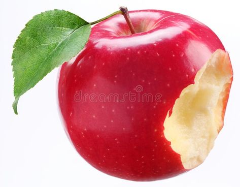 Bitten red apple with a leaf. On a white background #Sponsored , #Sponsored, #AFFILIATE, #red, #background, #white, #Bitten Bitten Apple, Assignment Ideas, Apple Photography, Apples Photography, Leaves Photo, Painting References, Middle English, Procreate Lettering, Variety Of Fruits