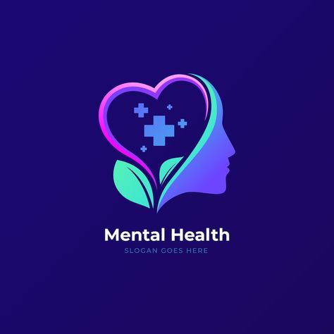 Mental Health Logo Design, Seniors Logo, Mental Health Slogans, Mental Health Logo, Health Slogans, Brain Design, Identity Card Design, Brain Illustration, Logo Design Health