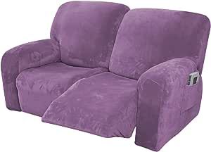 SFYZ HOME Velvet Recliner Chair slipcovers, Plush Soft Warm Sofa Armchair slipcover, Stretch Modern Recliner Chair Covers for Living Room Salon Office (Purple,2 seaters:6 Pieces) Office Purple, Velvet Recliner, Warm Sofa, Modern Recliner Chairs, Salon Office, Recliner Chair Covers, Modern Recliner, Recliner Cover, Chair Slipcovers