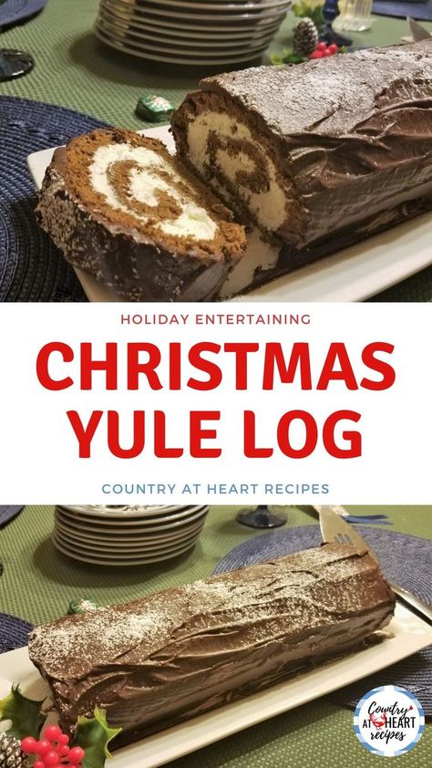 Easy Yule Log Recipe, Chocolate Yule Log Recipe, Christmas Log Cake, Chocolate Cream Filling, Rolled Cake, Yule Log Cake Recipe, Yule Log Recipe, Desserts Holiday, Sponge Cake Roll