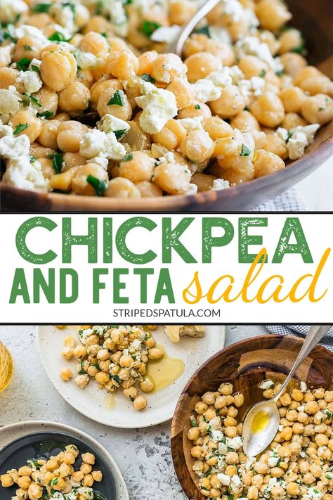 Chickpea Salad With Feta, Chickpea Feta Salad, Meatless Lunch, Salad Feta, Chickpeas Salad, Salad With Lemon Vinaigrette, Feta Cheese Salad, Salad With Feta, Salad With Lemon