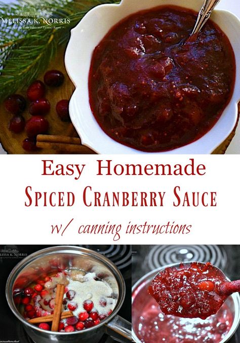 Homemade Spiced Cranberry Sauce only 5 ingredients for this simple but full of flavor cranberry suce Canning Cranberry, Canning Instructions, Easy Cranberry Sauce, Leftover Cranberry Sauce, Cranberry Sauce Recipe, Cranberry Sauce Homemade, Cranberry Recipes, Cranberry Sauce, Canning Recipes