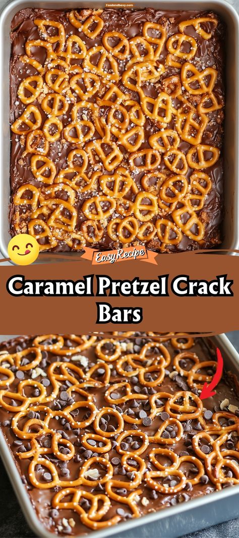 Caramel Pretzel Crack Bars are the ultimate sweet and salty treat, featuring layers of crunchy pretzels, gooey caramel, and rich chocolate. These bars are irresistible, easy to make, and perfect for sharing during holidays, parties, or as a special snack. #SweetAndSalty #CaramelPretzel #DessertBars Pretzel And Caramel Recipe, Chocolate And Caramel Pretzel Rods, Christmas Baking With Pretzels, Caramel Chocolate Pretzel Bark, Pretzel Square Treats, Christmas Pretzel Crackle, Chocolate Covered Pretzels With Caramel, Recipes Using Marzetti Caramel Dip, Pretzel Carmel Chocolate Treats