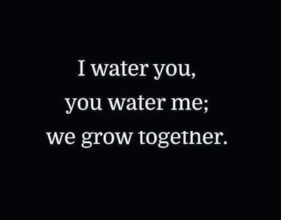 Beautiful! :-) - I water you, you water me; we grow together - #couple #together #water #nurture #support #grow #ride Growing Couples Quotes, We Are Awesome Together, Watering Each Other Relationship, Organic Relationship Quotes, Grow With You Quotes Relationships, Relationship Growth Quotes Couple, Growing In Relationships Quotes, Couple Support Quotes, Do It Together Quotes