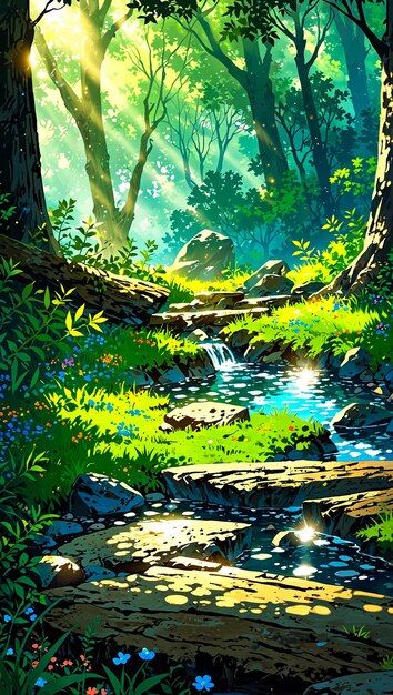 Anime Jungle, Aesthetic Tech, Bull Painting, Jungle Scene, Green Jungle, Scene Drawing, Fantasy Background, Anime Book, Fantasy Artwork