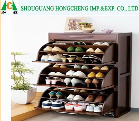 Wooden Color Modern Shoe Cabinet - China Shoe Cabinet, Cabinet | Made-in-China.com Shose Design, Shoe Rack Cabinet Design, Rotating Shoe Rack, Modern Shoe Rack, Buying Shoes, Shoe Storage Rack, Wood Storage Cabinets, Modern Kitchen Design Open Concept, Rack Design