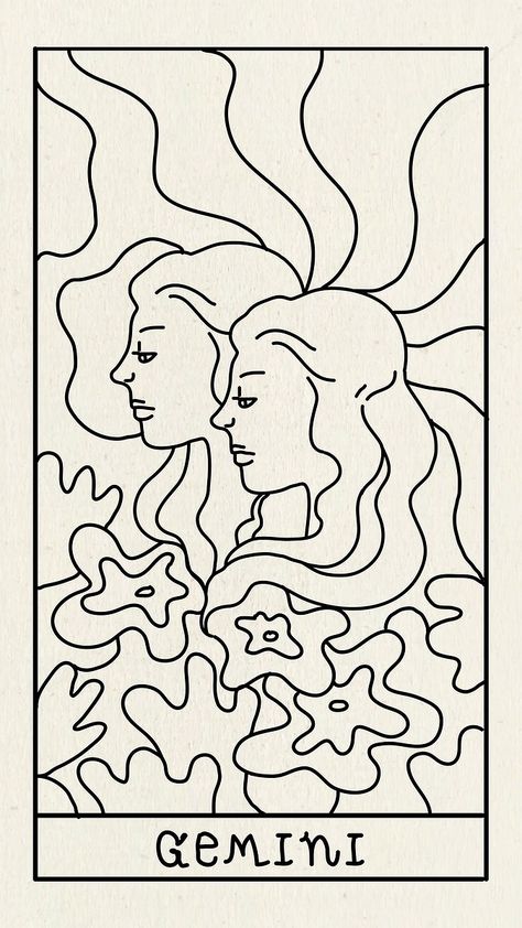 Gemini Tarot Card, Phone Wallpaper Black, White Iphone Background, Gemini Tarot, Star Sign Art, Android Phone Wallpaper, White Line Art, Line Art Vector, Astrology Art