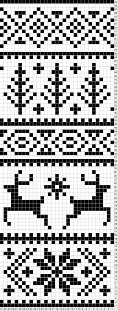 Fair Isle Knitting Chart with Deer, Snowflake and Pine Trees <a class="pintag" href="/explore/crafts" title="#crafts explore Pinterest">#crafts</a> <a class="pintag searchlink" data-query="%23needlework" data-type="hashtag" href="/search/?q=%23needlework&rs=hashtag" rel="nofollow" title="#needlework search Pinterest">#needlework</a> Fair Isle Crochet, Fair Isle Chart, Fair Isle Knitting Patterns, Fair Isles, Christmas Stocking Pattern, Stocking Pattern, Fair Isle Pattern, Fair Isle Knitting, Tapestry Crochet