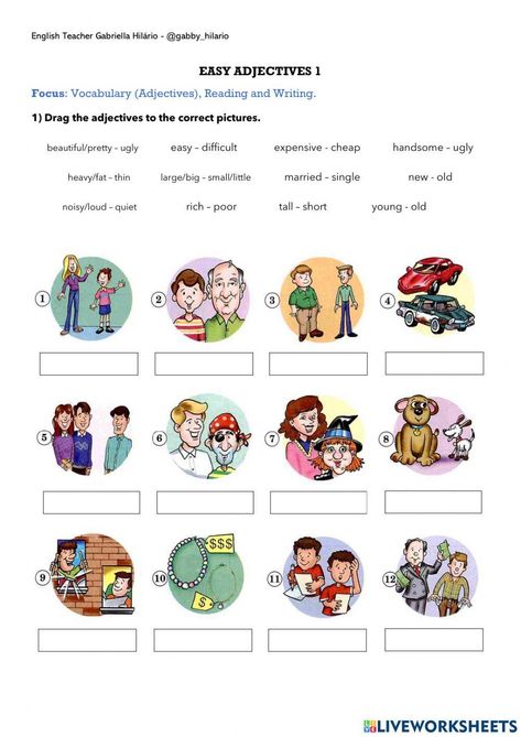 Adjectives Worksheet, Common Adjectives, English Adjectives, Second Language, Summer Bucket Lists, Summer Bucket, School Subjects, Vocabulary, Bucket List